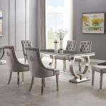 A Modern luxury marble sliver metal dining tables and chairs set 4 seater people dining table set for home living room furnitur