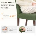 MALOL Upholstered Parsons Dining Chairs Set of 2, Modern Dining Room Chairs with Back, Fabric Kitchen Side Chairs with Wood Legs for Dinner Farmhouse Restaurant, Green