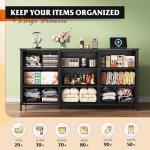 WLIVE 54''W Dresser for Bedroom, Black Dresser TV Stand for 55, 60, 65 inch TV, Wide Chest of Drawers with 9 Drawer, Large Entertainment Center, Fabric Dressers with Wood Top for Closet, Living Room