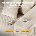 CAMMOO 108” Cloud Sectional Couch in One Box, Compressed Modular Sectional Sofa with Deep Seat, Corduroy Boneless Couches, L-Shaped Sofa for Living Room, 4 Storage Pockets(Left Facing Chaise, Beige)