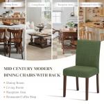 MALOL Upholstered Parsons Dining Chairs Set of 2, Modern Dining Room Chairs with Back, Fabric Kitchen Side Chairs with Wood Legs for Dinner Farmhouse Restaurant, Green