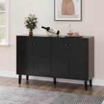 Sideboard Buffet Cabinet Kitchen Storage Cabinet Living Room 4 Doors Console Table (Black)