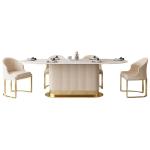 A For Nordic Oval Marble Dining Table Hotel Restaurant Table and six chairs