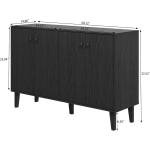 Sideboard Buffet Cabinet Kitchen Storage Cabinet Living Room 4 Doors Console Table (Black)