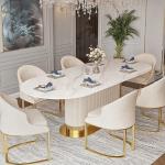 A For Nordic Oval Marble Dining Table Hotel Restaurant Table and six chairs