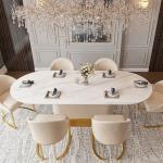 A For Nordic Oval Marble Dining Table Hotel Restaurant Table and six chairs