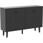 Sideboard Buffet Cabinet Kitchen Storage Cabinet Living Room 4 Doors Console Table (Black)