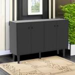Sideboard Buffet Cabinet Kitchen Storage Cabinet Living Room 4 Doors Console Table (Black)