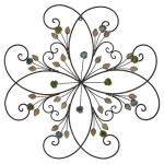 KUWIVO Lechesis 24" Metal Flower Scroll Wall Art Decor Sculptures with Rust Leaf for Living Room Bedroom