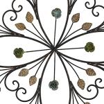 KUWIVO Lechesis 24" Metal Flower Scroll Wall Art Decor Sculptures with Rust Leaf for Living Room Bedroom
