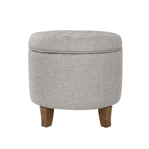 Homepop Home Decor | Upholstered Round Tufted Foot Rest Ottoman | Ottoman with Storage for Living Room & Bedroom | Decorative Home Furniture, Gray Fabric