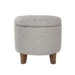 Homepop Home Decor | Upholstered Round Tufted Foot Rest Ottoman | Ottoman with Storage for Living Room & Bedroom | Decorative Home Furniture, Gray Fabric
