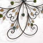 KUWIVO Lechesis 24" Metal Flower Scroll Wall Art Decor Sculptures with Rust Leaf for Living Room Bedroom