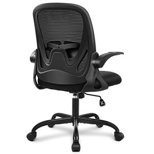 Primy Office Chair Ergonomic Desk Chair with Flip up Armrests Swivel Breathable Desk Mesh Computer Chair with Adjustable Lumbar Support and Height for Conference Room (Black)