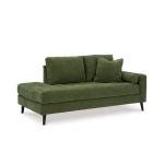 Signature Design by Ashley Bixler Mid-Century Modern Tufted Upholstered Right-Arm Facing Corner Chaise with 2 Toss Pillow, Green
