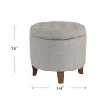 Homepop Home Decor | Upholstered Round Tufted Foot Rest Ottoman | Ottoman with Storage for Living Room & Bedroom | Decorative Home Furniture, Gray Fabric