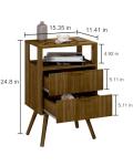 Leomonio Nightstand,Modern Bedside Table with 2 Storage Drawer and Open Wood Shelf, for Bedroom and Small Spaces,Night Stand with Solid Wood Legs,Walnut Brown
