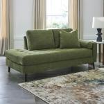 Signature Design by Ashley Bixler Mid-Century Modern Tufted Upholstered Right-Arm Facing Corner Chaise with 2 Toss Pillow, Green