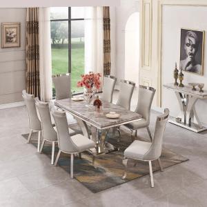 Wholesale Imported Dinning Room Tables Trade Daining Restaurant Kitchen Gray Marble Dining Room Sets of Six Chairs