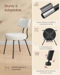 VASAGLE Boucle Dining Chairs Set of 2, Upholstered Kitchen Dining Room Chairs with Curved Backrest and Steel Frame, Modern Mid Century, Round, for Vanity, Living Room, Cream White UKDC110W01