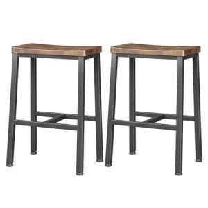Homeiju Bar Stools, Counter Height Bar Stools Set of 2, 23.6 Inch Saddle Stools with Footrests, Industrial Kitchen Counter Seat for Dining Room, Kitchen, Counter, Rustic Brown