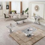 Wholesale Imported Dinning Room Tables Trade Daining Restaurant Kitchen Gray Marble Dining Room Sets of Six Chairs