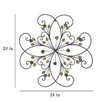 KUWIVO Lechesis 24" Metal Flower Scroll Wall Art Decor Sculptures with Rust Leaf for Living Room Bedroom
