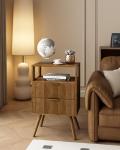 Leomonio Nightstand,Modern Bedside Table with 2 Storage Drawer and Open Wood Shelf, for Bedroom and Small Spaces,Night Stand with Solid Wood Legs,Walnut Brown