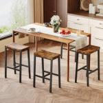 Homeiju Bar Stools, Counter Height Bar Stools Set of 2, 23.6 Inch Saddle Stools with Footrests, Industrial Kitchen Counter Seat for Dining Room, Kitchen, Counter, Rustic Brown