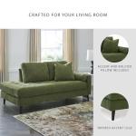 Signature Design by Ashley Bixler Mid-Century Modern Tufted Upholstered Right-Arm Facing Corner Chaise with 2 Toss Pillow, Green