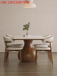 Nordic Solid Wood Dining Tables and Chairs Set Small Apartment Dining Table Walnut White Wax Wood Stone Plate Dining Table