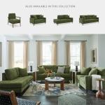 Signature Design by Ashley Bixler Mid-Century Modern Tufted Upholstered Right-Arm Facing Corner Chaise with 2 Toss Pillow, Green