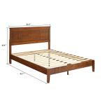 MUSEHOMEINC Mid-Century Modern Solid Wooden Platform Bed with Adjustable Height Headboard for Bedroom,Queen Size Wooden Bed Frame with Headboard,Wood Slat Support & No Box Spring Needed