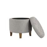 Homepop Home Decor | Upholstered Round Tufted Foot Rest Ottoman | Ottoman with Storage for Living Room & Bedroom | Decorative Home Furniture, Gray Fabric