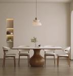 Nordic Solid Wood Dining Tables and Chairs Set Small Apartment Dining Table Walnut White Wax Wood Stone Plate Dining Table