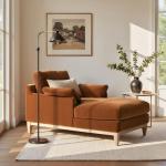 Burnt Orange Velvet Chaise Lounge Chair Modern Farmhouse Style Comfortable Seating For Living Room Or Bedroom Home Leisure Use