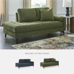 Signature Design by Ashley Bixler Mid-Century Modern Tufted Upholstered Right-Arm Facing Corner Chaise with 2 Toss Pillow, Green