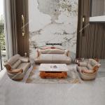 New Chinese ebony sofa high-end villa large flat living room European luxury solid wood leather