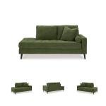 Signature Design by Ashley Bixler Mid-Century Modern Tufted Upholstered Right-Arm Facing Corner Chaise with 2 Toss Pillow, Green