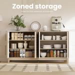 COLAMY Fluted Sideboard Cabinet with Storage – Solid Wood Buffet for Dining Room, Credenza Console with Adjustable Shelves, Walnut Finish, Mid Century Modern Style,Oak White