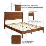 MUSEHOMEINC Mid-Century Modern Solid Wooden Platform Bed with Adjustable Height Headboard for Bedroom,Queen Size Wooden Bed Frame with Headboard,Wood Slat Support & No Box Spring Needed
