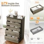 VINGLI Tall Dresser, Rustic Grey Dresser 6 Drawer Chest of Drawers, Wood Gray Dressers for Bedroom, Hallway, Home Office, 31.5" W x 15.75" D x 47.64" H