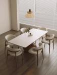 Nordic Solid Wood Dining Tables and Chairs Set Small Apartment Dining Table Walnut White Wax Wood Stone Plate Dining Table