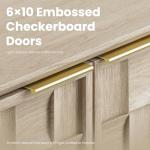 COLAMY Fluted Sideboard Cabinet with Storage – Solid Wood Buffet for Dining Room, Credenza Console with Adjustable Shelves, Walnut Finish, Mid Century Modern Style,Oak White