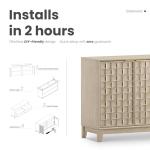 COLAMY Fluted Sideboard Cabinet with Storage – Solid Wood Buffet for Dining Room, Credenza Console with Adjustable Shelves, Walnut Finish, Mid Century Modern Style,Oak White