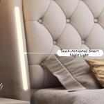 Top-grain Leather Double Bed Soft Backrest Headboard Bed 2 People King Size Frame Bedside Table Nordic Design Bedroom Furniture