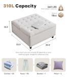 Tbfit Large Square Storage Ottoman Bench, Tufted Upholstered Coffee Table with Lift Top & Solid Wood Legs, Oversized Storage Ottomans Toy Box for Living Room (Beige)