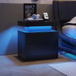 DobleCliCli LED Nightstand with 2 Drawers Modern Night Stand with LED Lights Night Stands for Living Room,Bedroom