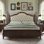 AMERLIFE King Size Solid Wood Bed Frame, Transitional Platform Bed with 52.5" Upholstered Tufted Headboard, Rubberwood/Roman Column Accents/Wood Slat Support/No Box Spring Needed