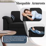 Meilocar Sectional Sofa Couch for Living Room, 79" Sectional Couches with Ottoman, L Shaped Couch with Armrests Side Storage Pockage, 3-Seat Sofa Couches for Apartment, Black